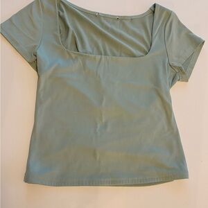 Elegant Sage Green Short Sleeve Top